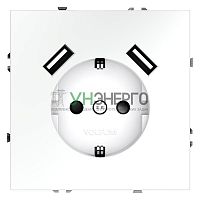 Розетка 1-м СП S70 16А с USB A+A с заземл. защ. шторки механизм бел. матов. Voltum VLS040402 Розетка 1-м СП S70 16А с USB A+A с заземл. защ. шторки механизм бел. матов. Voltum VLS040402