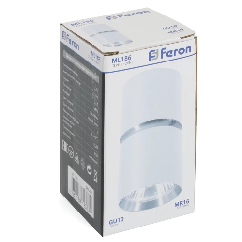 Светильник потолочный Feron ML186 Barrel ZEN MR16 GU10 35W 230V, белый, хром 48640 фото 9