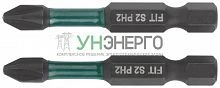 Набор бит кованые ударные сталь S2 односторонние 50мм PH2 профи блистер (уп.2шт) FIT 57481 Набор бит кованые ударные сталь S2 односторонние 50мм PH2 профи блистер (уп.2шт) FIT 57481