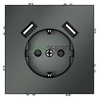 Розетка 1-м СП S70 16А с USB A+A с заземл. защ. шторки механизм титан Voltum VLS040406 Розетка 1-м СП S70 16А с USB A+A с заземл. защ. шторки механизм титан Voltum VLS040406