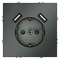 Розетка 1-м СП S70 16А с USB A+A с заземл. защ. шторки механизм титан Voltum VLS040406