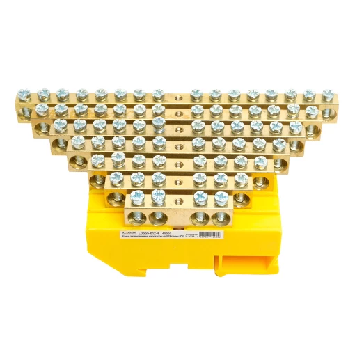 Шина "PE" STEKKER на изоляторе 8*12 на DIN-рейку 12 выводов, желтый, LD555-812-12 49555 фото 5