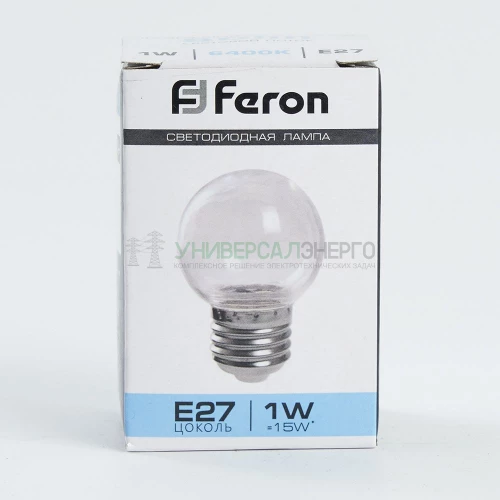 Лампа светодиодная Feron LB-37 Шарик E27 1W 6400K прозрачный 38120 фото 3