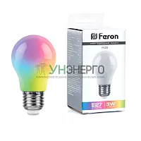 Лампа светодиодная Feron LB-375 E27 3W матовый RGB плавная сменая цвета 38118