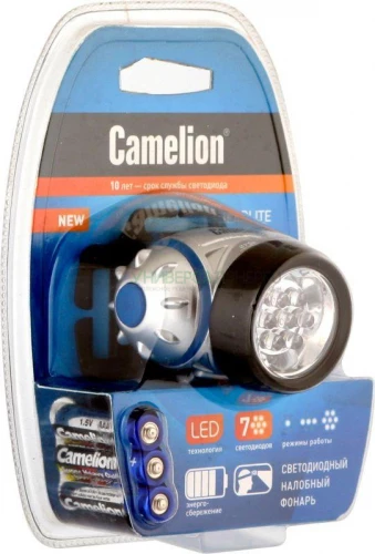 Фонарь налобный LED5310-7F3 (7LED 3 режима; 3хR03 в комплекте; метал.) Camelion 7534 фото 3