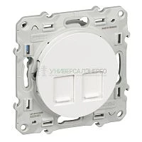 Розетка компьютерная 2-м СП Odace RJ45 кат.5E неэкранир. механизм бел. SchE S52R481