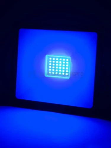 Прожектор светодиодный СДО-04-050Н-С (синий свет) 50 Вт, IP65, черный, Народный фото 3