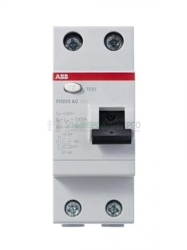 Выключатель дифференциального тока (УЗО) 2п 63А 100мА тип AC FH202AC-63/0.1 2мод. ABB 2CSF202006R2630 фото 3