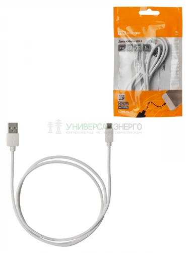 Дата-кабель, ДК 4, USB - micro USB, 1 м, белый, TDM
