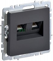 Розетка компьютерная двойн. СП RJ45 кат.6 BRITE РК11-2-БрГ механизм графит IEK BR-K20-2-K53