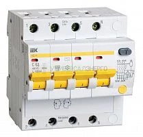 Выключатель автоматический дифференциального тока 4п C 63А 100мА тип AC 4.5кА АД-14 IEK MAD10-4-063-C-100