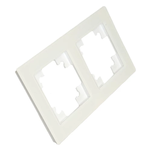 Рамка 2-местная, стекло, STEKKER ,GFR00-7002-01М, серия Катрин, белый матовый 49595 фото 2