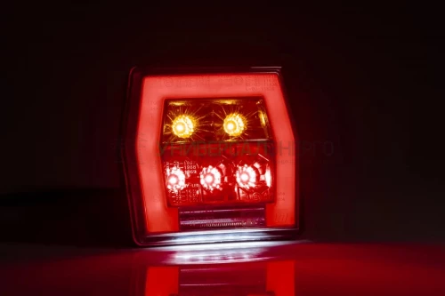 Фонарь задний LED 12-36 В, 4-функциональный с освещением номерного знака, cтекло прозрачное c проводом  1.0м. FRISTOM FT-120 T LED фото 2