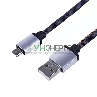 Кабель USB microUSB шнур в джинс. оплетке Rexant 18-4242