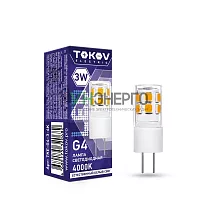 Лампа светодиодная 3Вт Capsule 4000К G4 220-240В TOKOV ELECTRIC TKE-G4-3-4K