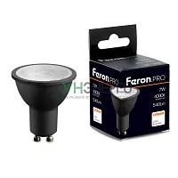 Лампа светодиодная Feron.PRO LB-1607 GU10 7W 175-265V 4000K  в черном корпусе 48955