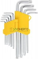 Ключ "звездочки" Т10-Т50 длинный с отверст. в пластик. держателе CrV сталь (уп.9шт) FIT 64026 Ключ "звездочки" Т10-Т50 длинный с отверст. в пластик. держателе CrV сталь (уп.9шт) FIT 64026