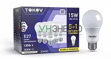 Набор ПРОМО лампа светодиодная 15Вт А60 3000К Е27 176-264В (Promo 5+1 шт) TOKOV ELECTRIC Promo-A60-E27-15-3K