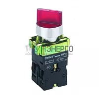 Переключатель NP2-BK12461 2 полож. с фиксацией 1НО красн. AC/DC 220В (LED) IP40 CHINT 574697