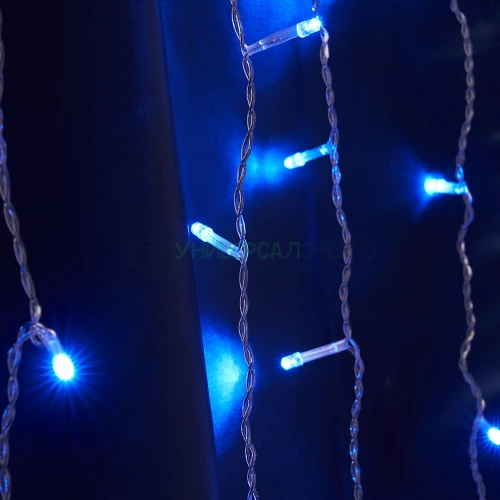 Светодиодная гирлянда Feron CL23 бахрома, статичная, 5.3м*0.7м + 3м 230V синий c питанием от сети, прозрачный шнур 32350 фото 2