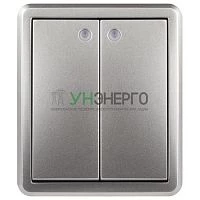 Выключатель 2-кл. ОП Эксперт 11-1205-03 10А IP20 250В 10AX с подсветкой алюм. Эра Б0063001