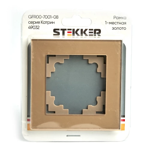 Рамка 1-местная STEKKER GFR00-7001-08, серия Катрин, золото 49032 фото 3