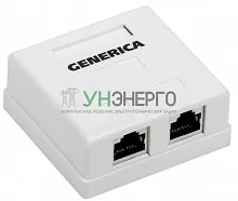 Розетка компьютерная 2-м ОП RJ45 кат.5E FTP GENERICA CS2-1C5EF-22-G