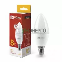 Лампа светодиодная LED-СВЕЧА-VC 8Вт свеча 3000К тепл. бел. E14 760лм 230В IN HOME 4690612020426