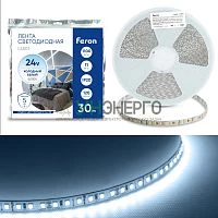 Светодиодная LED лента Feron LS501, 120SMD(2835)/м 11Вт/м 24V 30000*8*1.22мм 6000К 30м IP20 53088