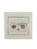 Розетка компьютерная + телефонная 2-м СП Mira RJ45 + RJ11 крем./крем.. LEZARD 701-0303-143