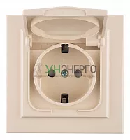 Розетка 1-м СП Минск 16А IP44 с заземл. защ. шторки с крышкой беж. EKF ERR16-029-200-44