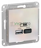 Розетка USB AtlasDesign тип A+C 5В/2.4А 2х5В/1.2А механизм жемчуж. SE ATN000439 Розетка USB AtlasDesign тип A+C 5В/2.4А 2х5В/1.2А механизм жемчуж. SE ATN000439