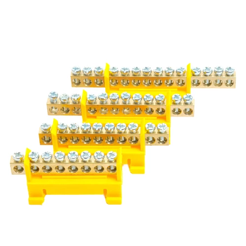 Шина "PE" на изоляторе STEKKER 6*9 тип "стойка" на DIN-рейку 10 выводов, желтый, LD556-69-10 49563 фото 5