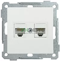 Розетка компьютерная 2-м СП Bolero РК10-2-Б RJ45 кат.5E механизм бел. IEK EKB25-K01