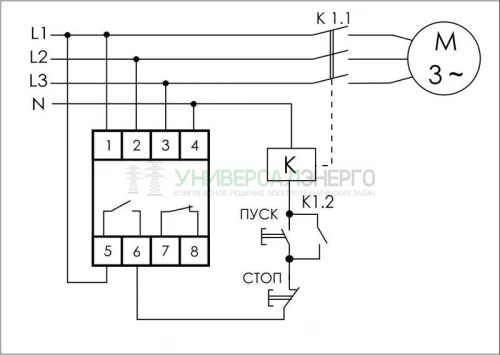 Реле контроля наличия и чередования фаз CKF-BT (монтаж на DIN-рейке 35мм; микропроцессорный; регулировка порога отключения и времени отключения; контроль верхнего и нижнего значений напряжения; 3х400/230+N 2х8А 1Z 1R IP20) F&F EA04.002.004 фото 2
