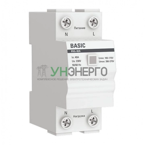 Реле напряжения RVb-40A (сквозное подкл.) Basic EKF rvb-40a