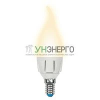 Лампа светодиодная LED-CW37 7W/WW/E14/FR PLP01WH Яркая 7Вт свеча на ветру матовая 3000К тепл. бел. E14 (упак. картон) Uniel UL-00002416