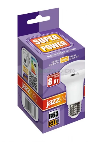 Лампа светодиодная PLED-SP 8Вт R63 3000К тепл. бел. E27 630лм 230В JazzWay 1033642 фото 2