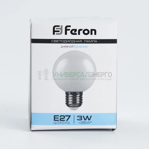 Лампа светодиодная Feron LB-371 Шар E27 3W 6400K матовый 25902 фото 2
