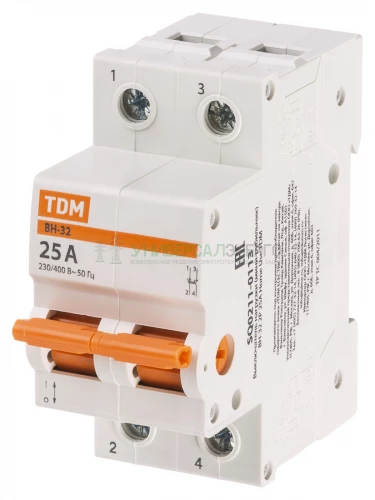 Выключатель нагрузки (мини-рубильник) ВН-32 2P 25A Home Use TDM фото 2
