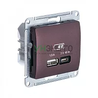 Розетка USB Glossa тип A+C 45Вт QC PD высокоскор. ЗУ механизм баклаж. SE GSL001129