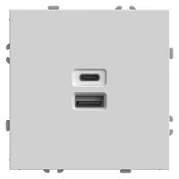 Розетка 2-местная USB + Type C (механизм), STEKKER, 250В, 20W, серия Эмили, RST10-5115-01, белый фарфор, soft touch 49879