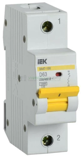 Выключатель автоматический модульный 1п D 63А 15кА ВА47-150 IEK MVA50-1-063-D