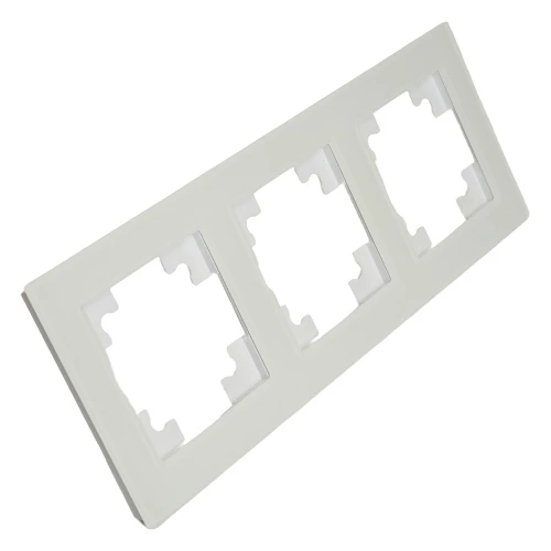 Рамка 3-местная, стекло, STEKKER, GFR00-7003-01, серия Катрин, белый матовый 49596 фото 2