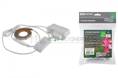 Комплект светодиодной ленты SMD2835-60 LED/м-12 В-4.8 Вт/м-IP20-6000 К (1 м), 6 Вт TDM