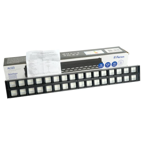 Светодиодный светильник Feron AL123 трековый однофазный на шинопровод 2*30W 6500K 60 градусов черный 48928 фото 7