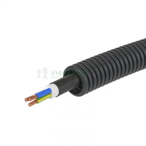 Труба гофрированная ПНД гибкая d16мм с кабелем ВВГнг(А)-LS 2.5х3 РЭК ГОСТ+ черн. (уп.25м) DKC 7S71625 фото 3
