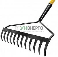 Грабли прямой зуб 12 зубьев с желт. метализированным черенком 76968