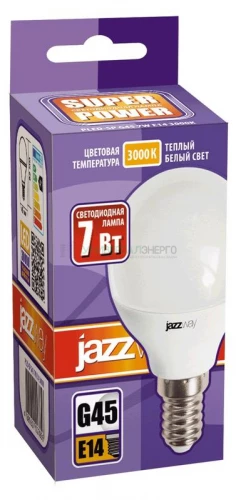 Лампа светодиодная PLED-SP 7Вт G45 шар 3000К тепл. бел. E14 540лм 230В JazzWay 1027856-2 фото 2