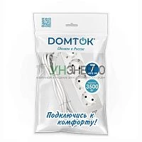 Удлинитель 4х7м с заземл. 16А IP20 3.5кВт ПВС 3х1 бел. DOMTOK 2398